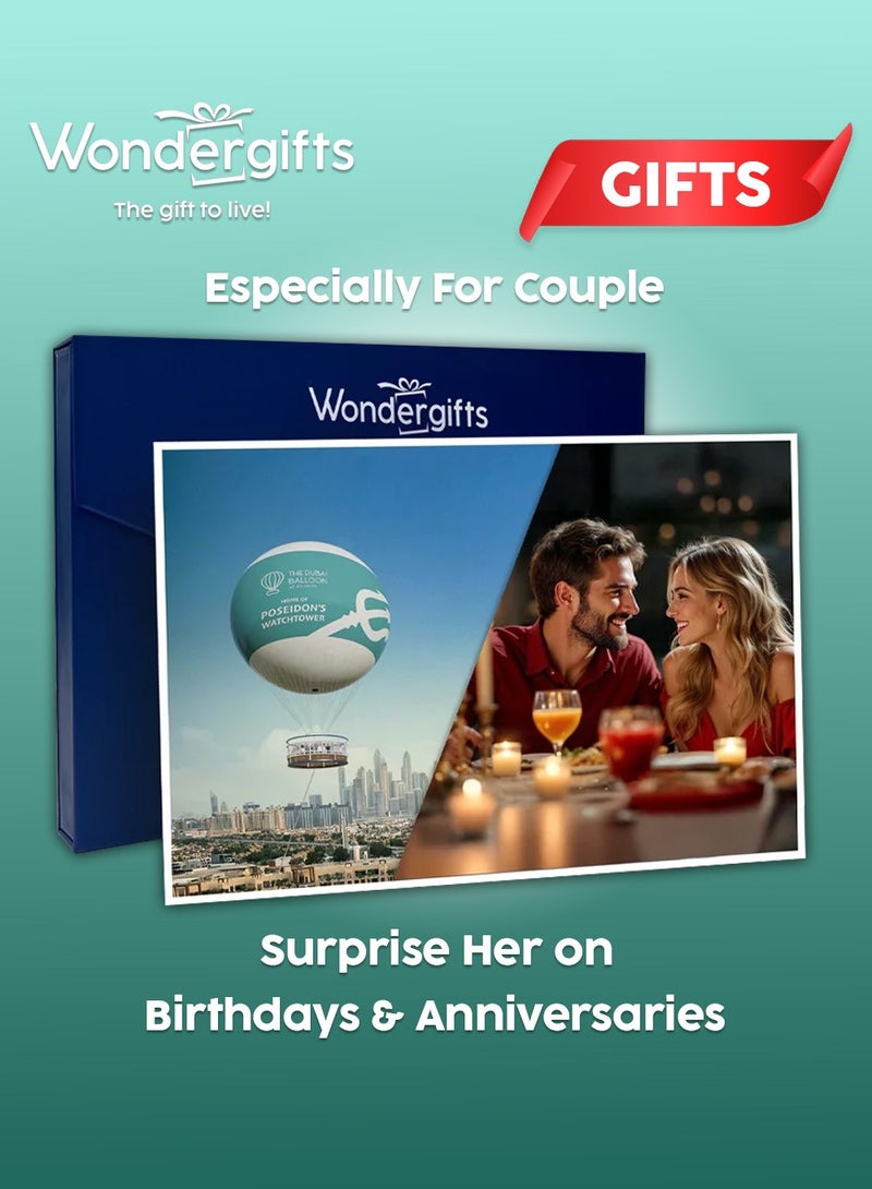 Wondergifts Hot Air Balloon Ride + Dinner for Two at Atlantis The Palm | Romantic Gift for Women | Ideal Birthday, Anniversary | Valentine's Day Gift For Her - Image 1